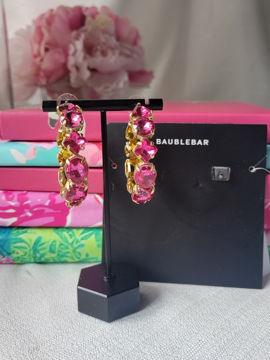 BaubleBar Jewelry - BaubleBar Pink Crystal Hoop Earrings